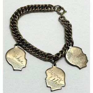 Vintage children's head ID charm bracelet